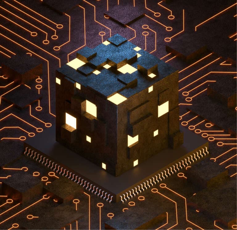 3D Circuit Board Cube - Logic and Intelligence